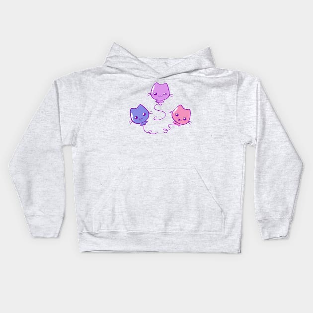 Kawaii Kitty Balloons Kids Hoodie by HaloSenpai